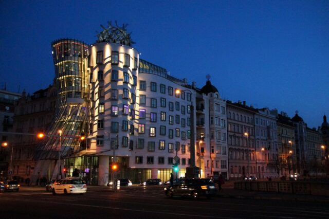 The Dancing House in Prague, Czech Republic, representing Fred Astaire and Ginger Rogers.