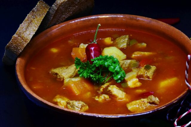 Typical Czech goulash soup.