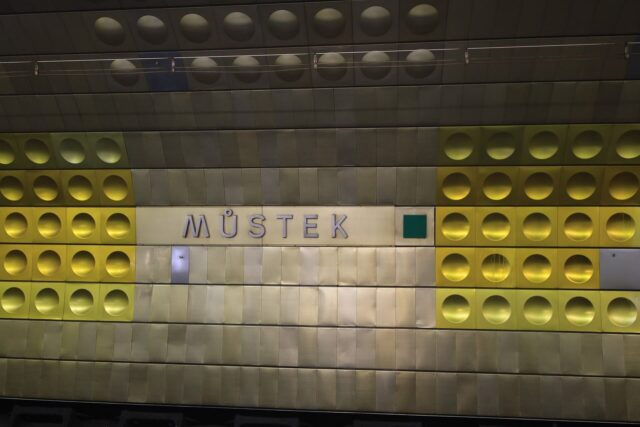 Můstek Metro Station in Prague's public transport system.