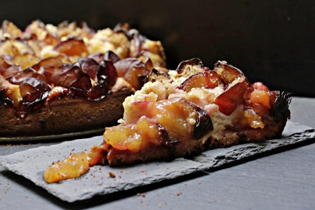 Delicious plum cake, a traditional Czech pastry.