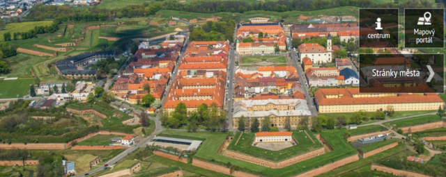 A view of the Terezín Fortress with its 12 pointed star outer wall structure.