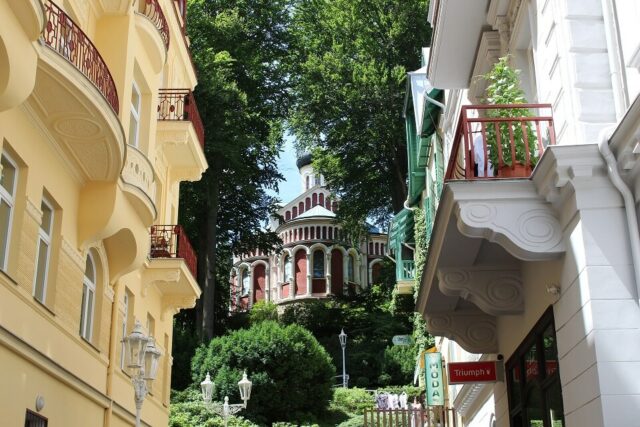 Houses in Marianske Lazne, a spa town in western Czech Republic.